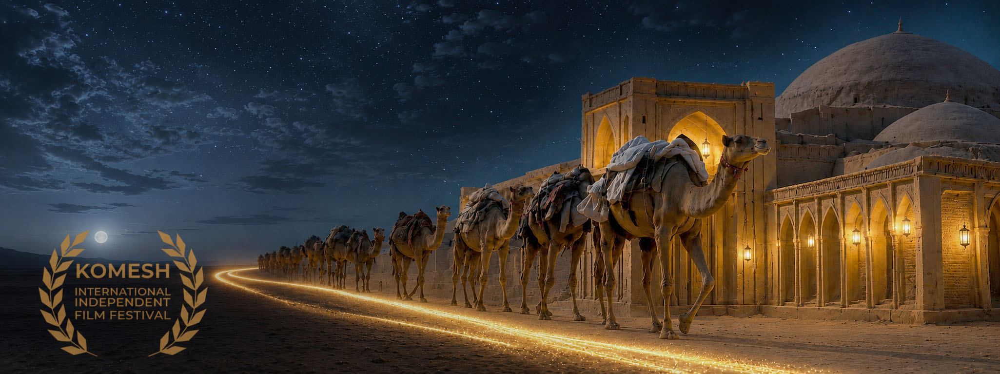 Camel at night - Komesh festival symbol